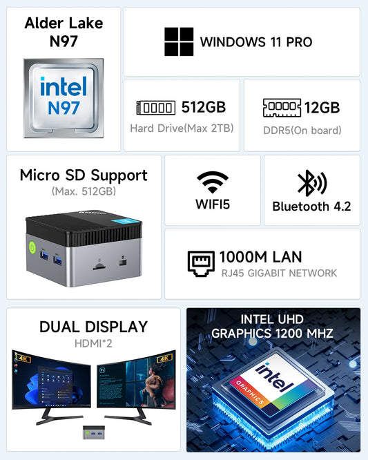 1003-GMKtec Intel Alder Lake N97 Mini PC